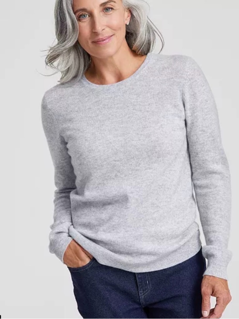 Charter Club Gray Crewneck 100% Cashmere Sweater Women’s Small, Long Sleeve - Picture 8 of 8